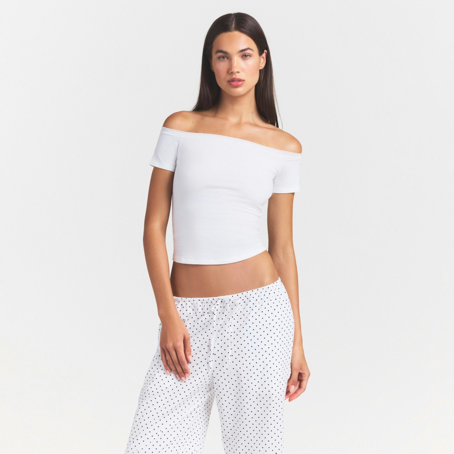 COTTON JERSEY OFF THE SHOULDER TOP - MARBLE - image 7