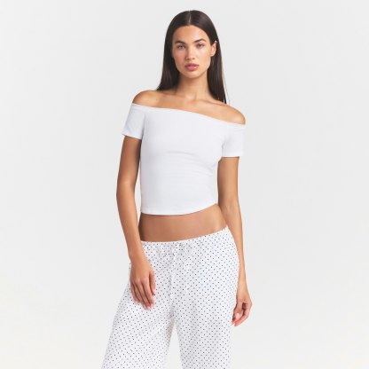COTTON JERSEY OFF THE SHOULDER TOP - MARBLE - image 7