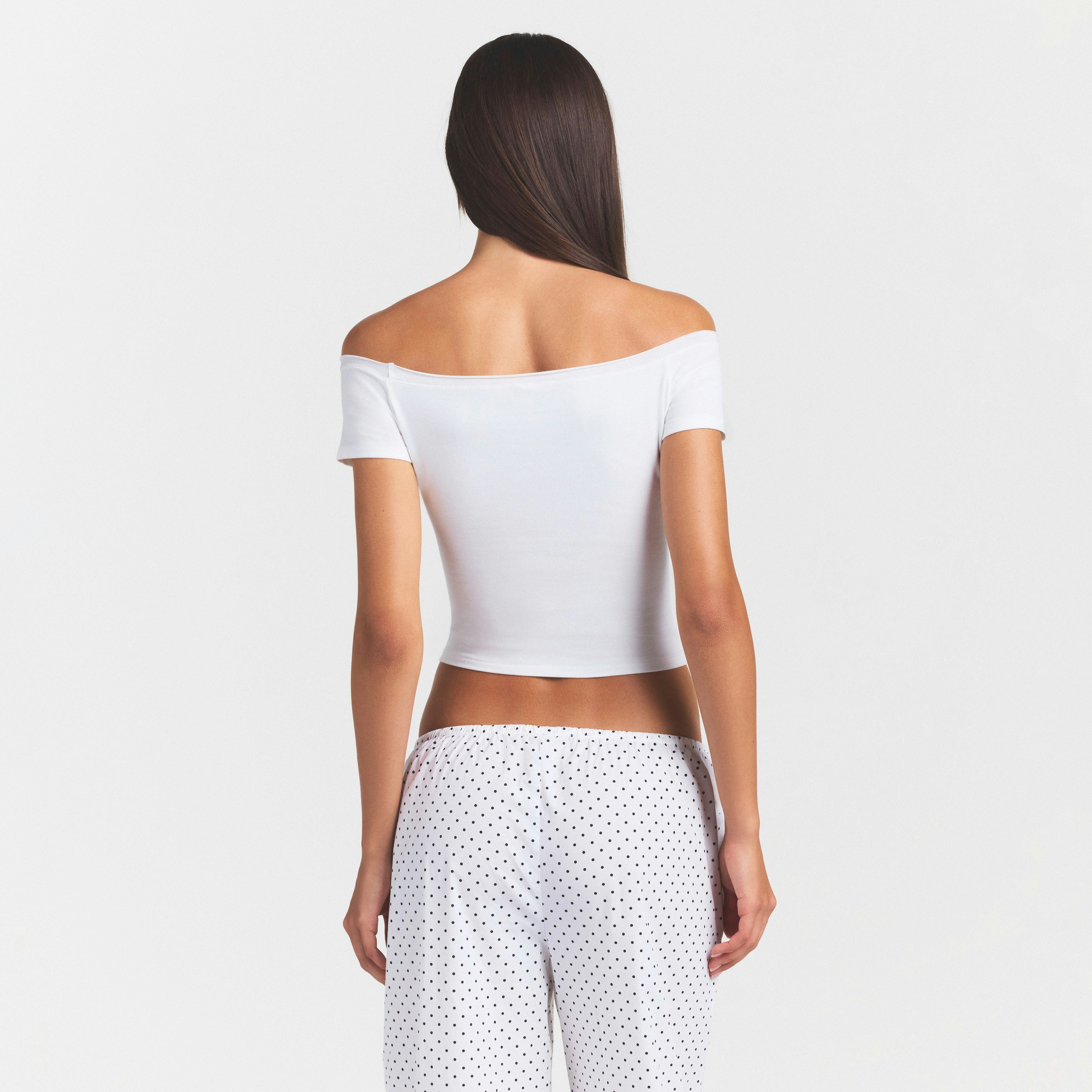 COTTON JERSEY OFF THE SHOULDER TOP - MARBLE - image 8
