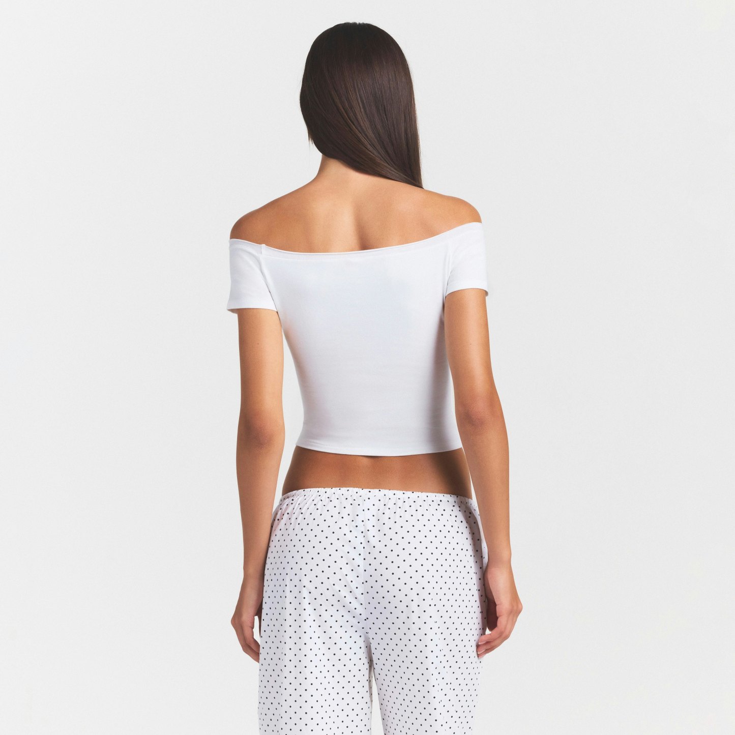 COTTON JERSEY OFF THE SHOULDER TOP - MARBLE - image 8