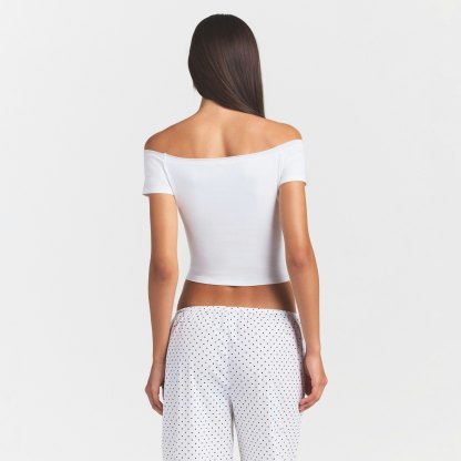 COTTON JERSEY OFF THE SHOULDER TOP - MARBLE - image 8