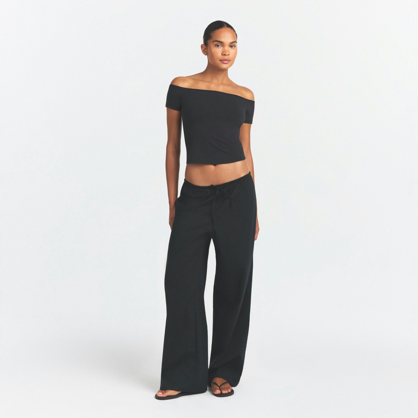 COTTON JERSEY OFF THE SHOULDER TOP - SOOT - image 21