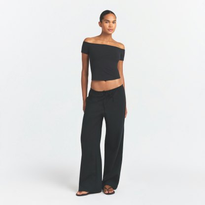 COTTON JERSEY OFF THE SHOULDER TOP - SOOT - image 21