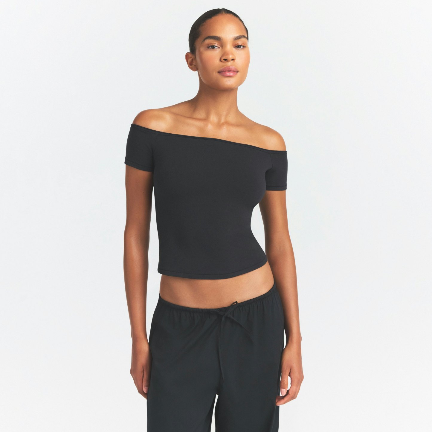 COTTON JERSEY OFF THE SHOULDER TOP - SOOT - image 22