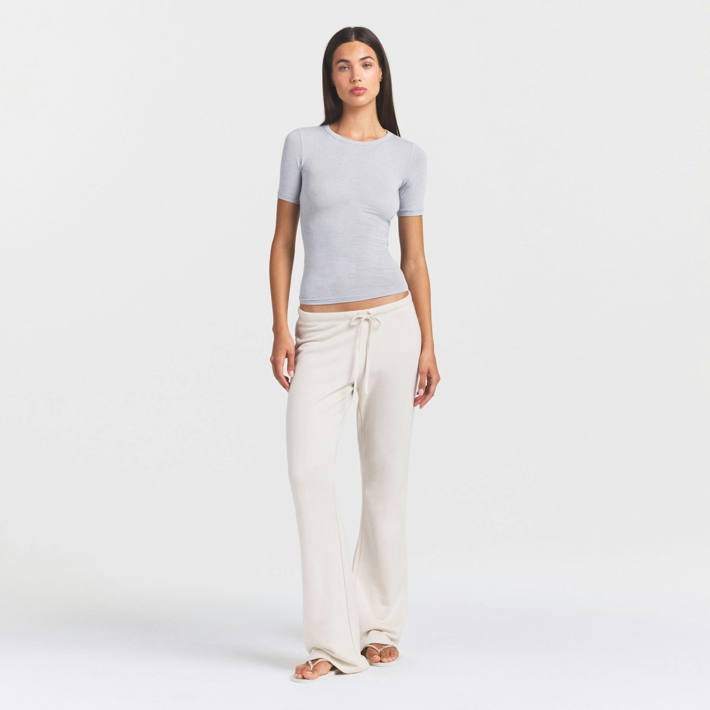 SHEER MODAL LONG T-SHIRT - HEATHER GREY