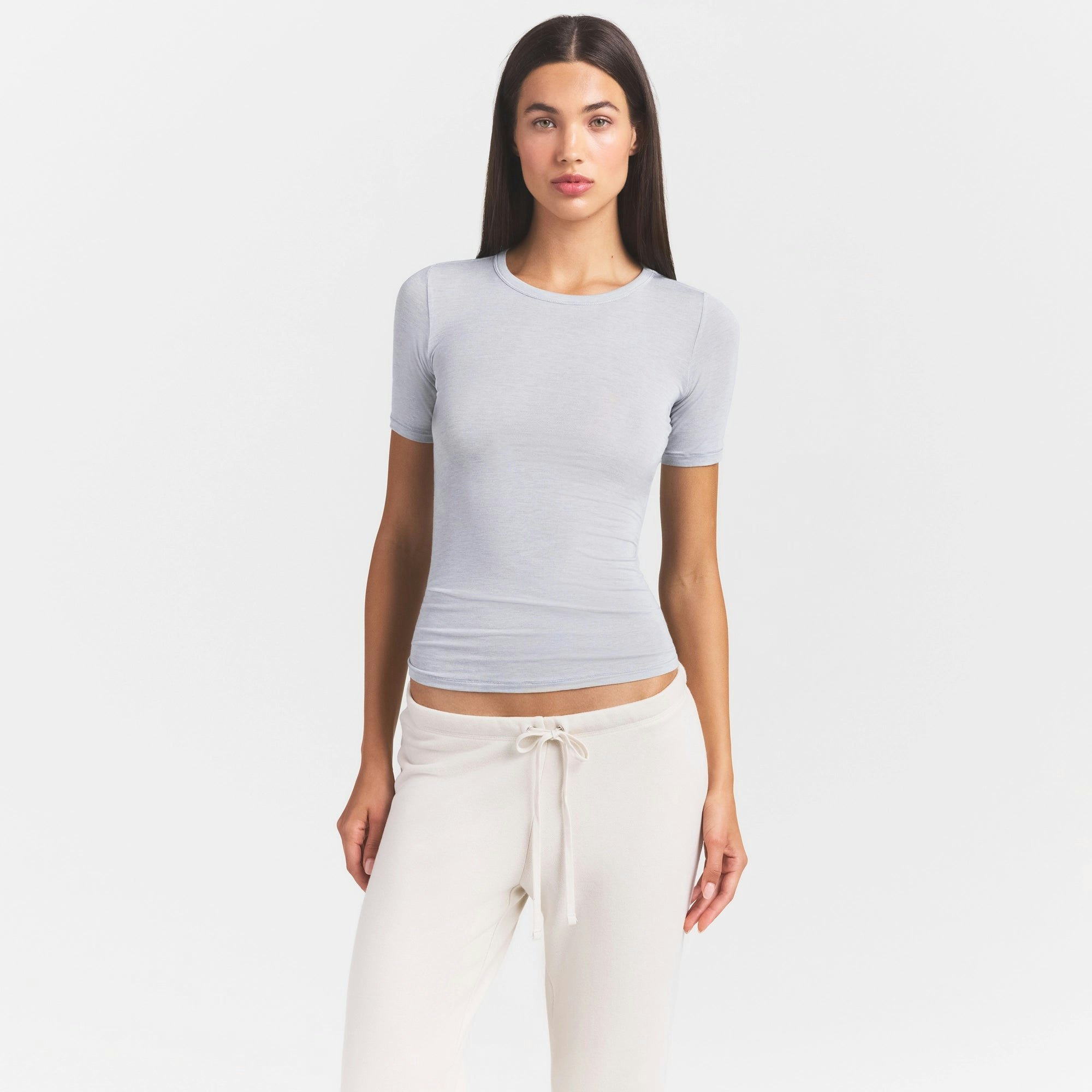 SHEER MODAL LONG T-SHIRT - HEATHER GREY - image 2