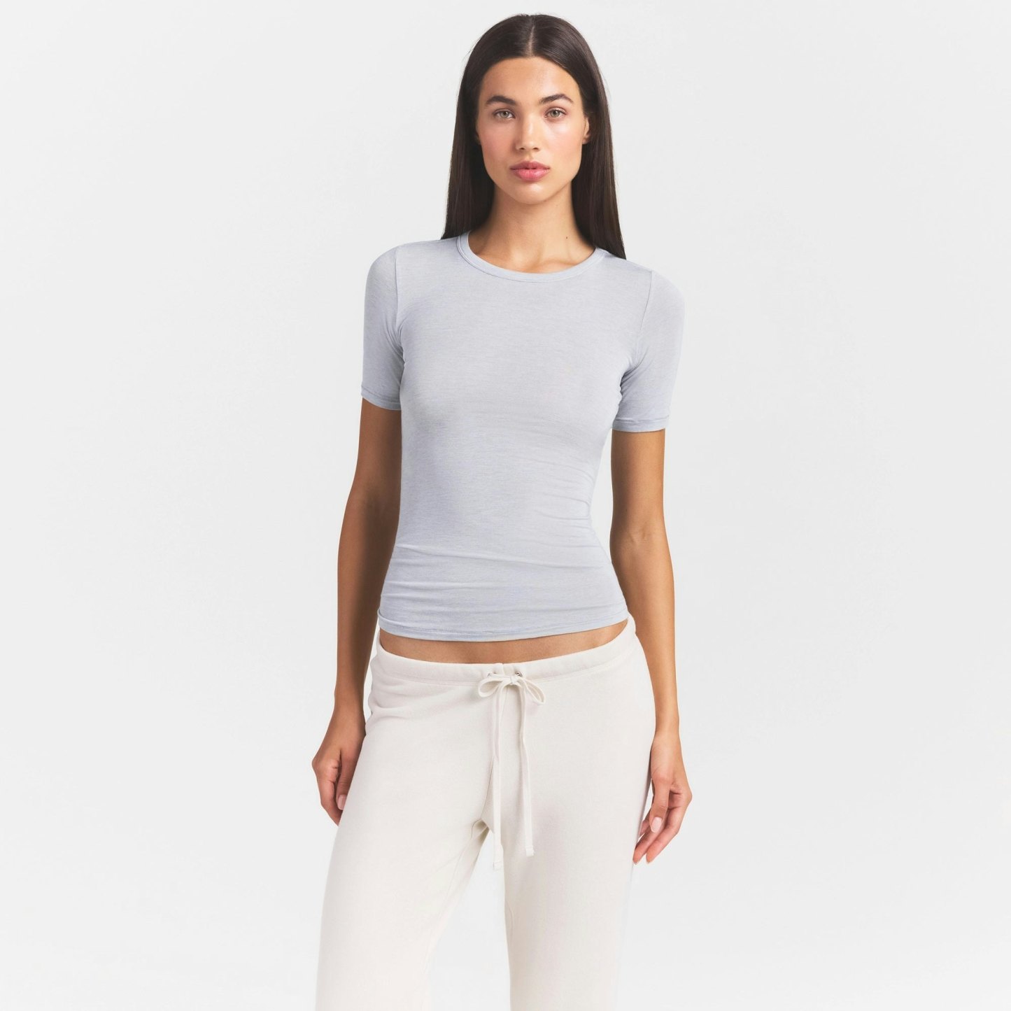 SHEER MODAL LONG T-SHIRT - HEATHER GREY - image 2