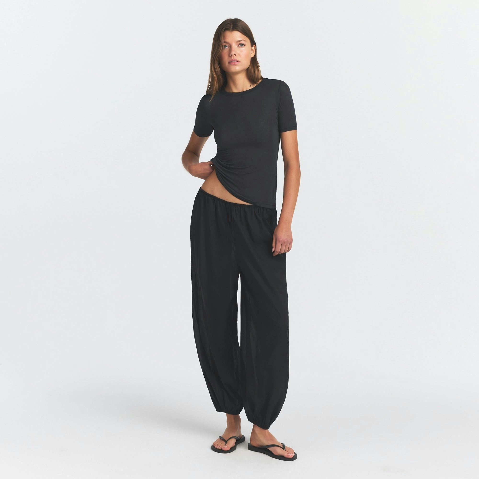 SHEER MODAL LONG T-SHIRT - ONYX - image 16