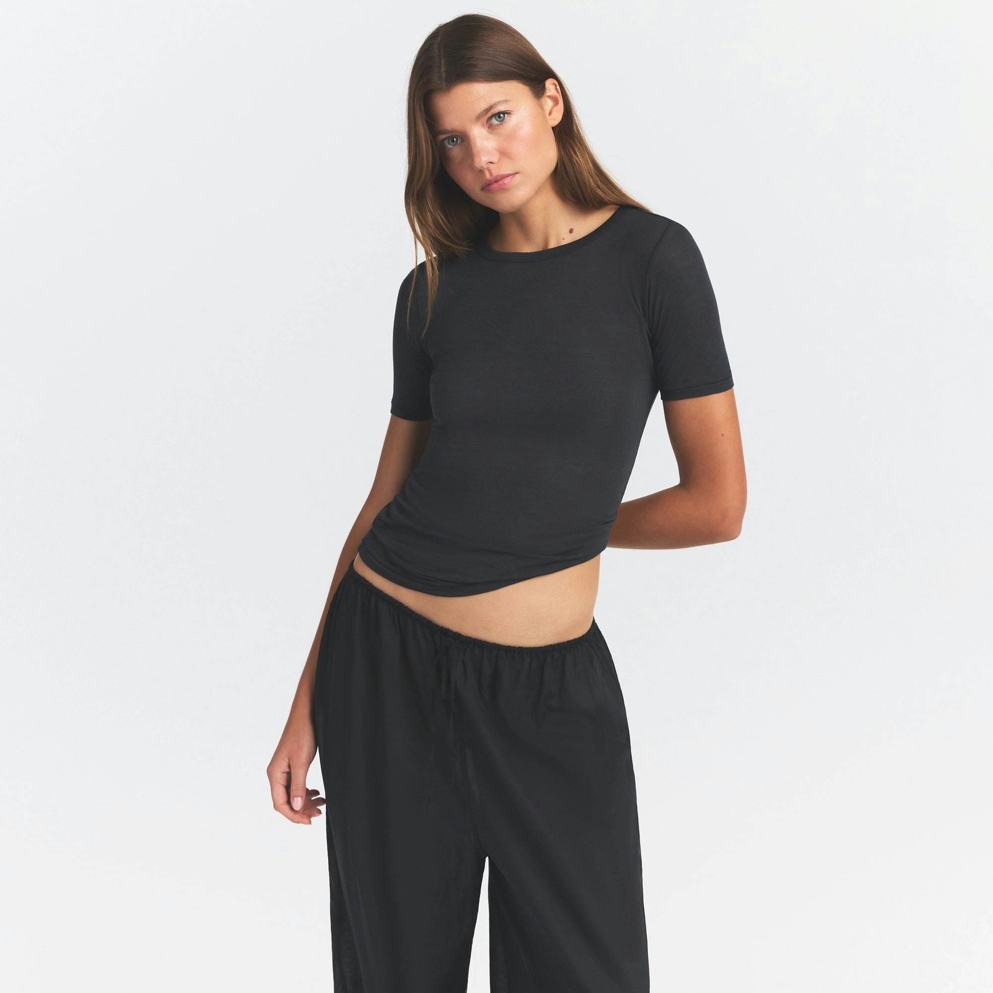 SHEER MODAL LONG T-SHIRT - ONYX - image 17