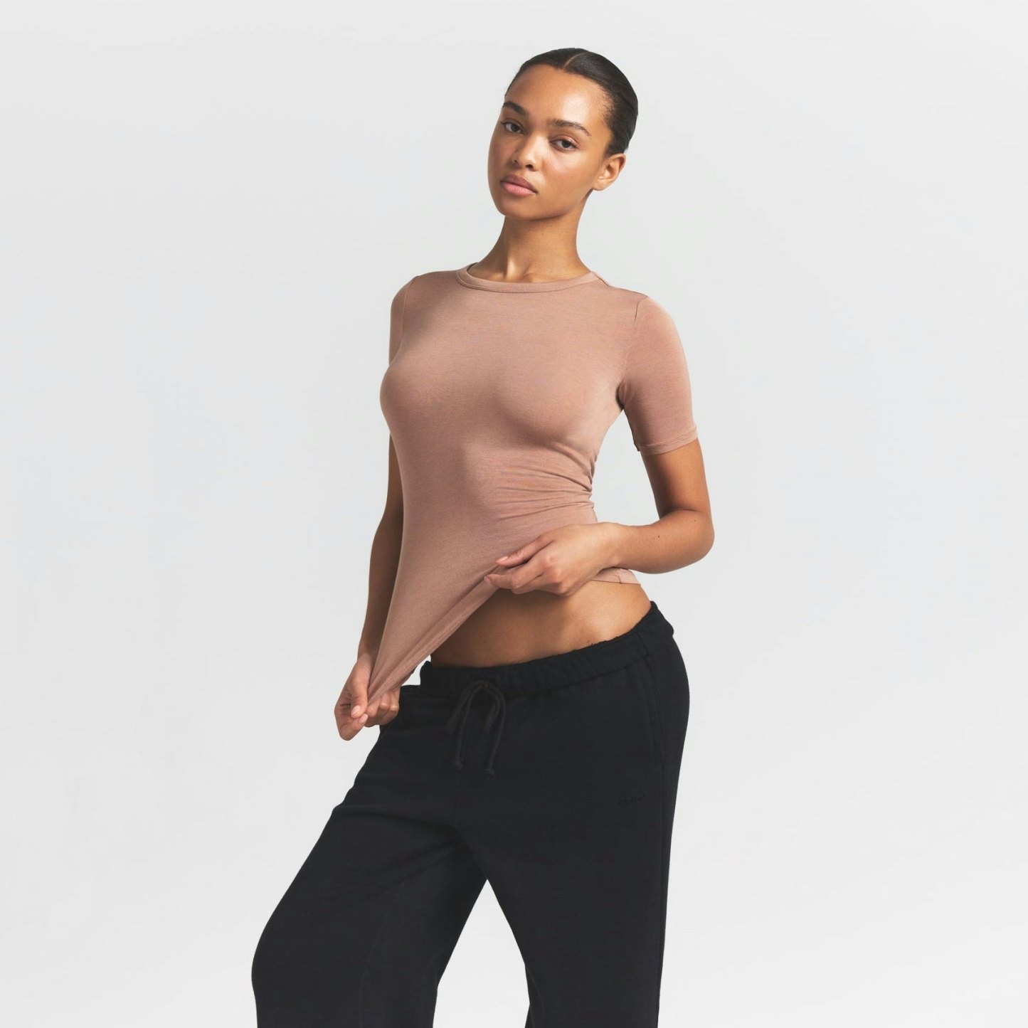 SHEER MODAL LONG T-SHIRT - SIENNA - image 7