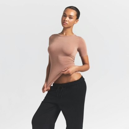 SHEER MODAL LONG T-SHIRT - SIENNA - image 7