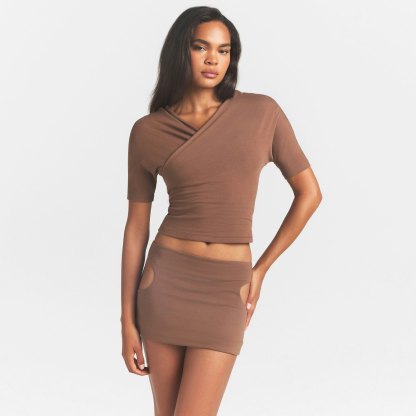 COTTON JERSEY WRAP TOP - JASPER - image 3