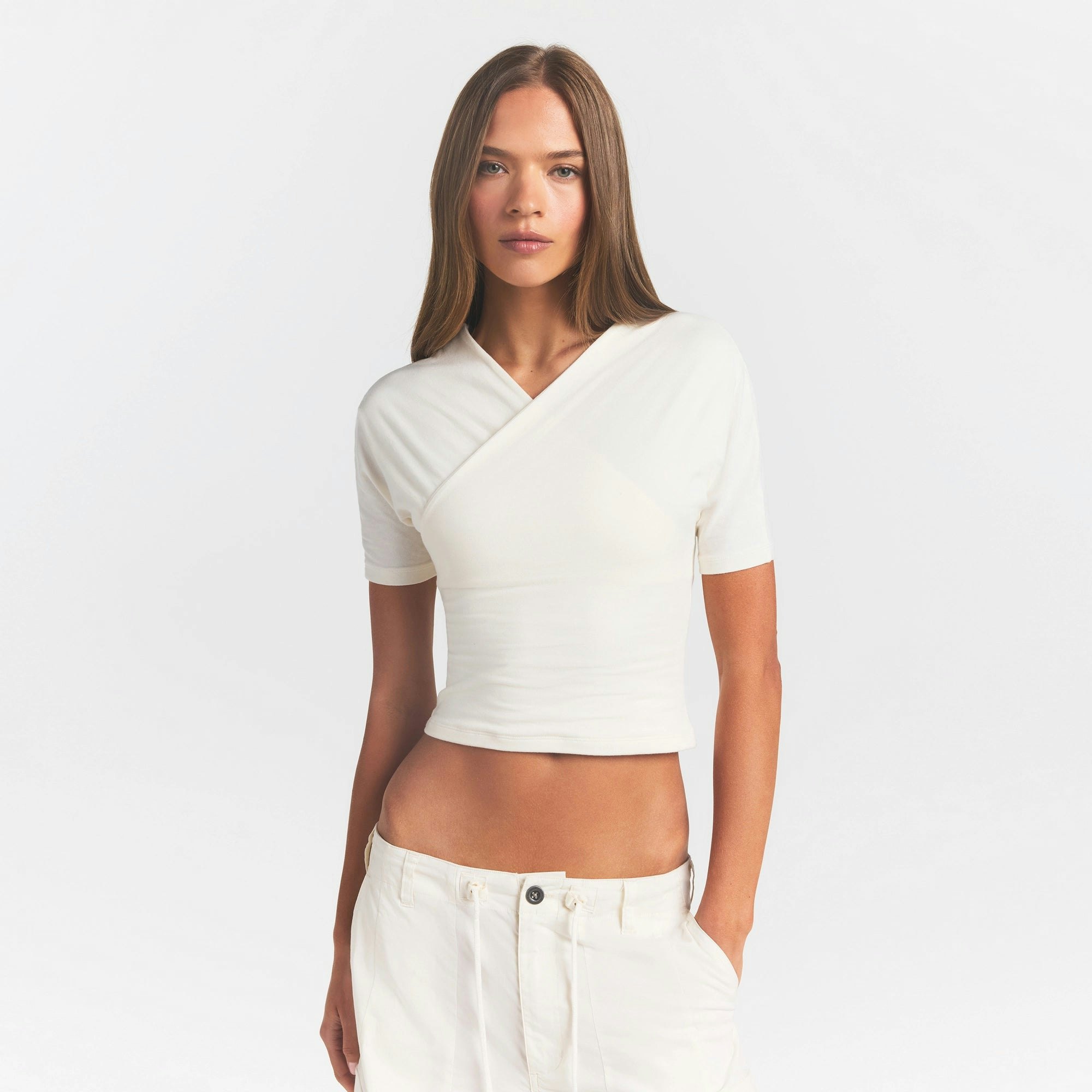 COTTON JERSEY WRAP TOP - MARBLE - image 10