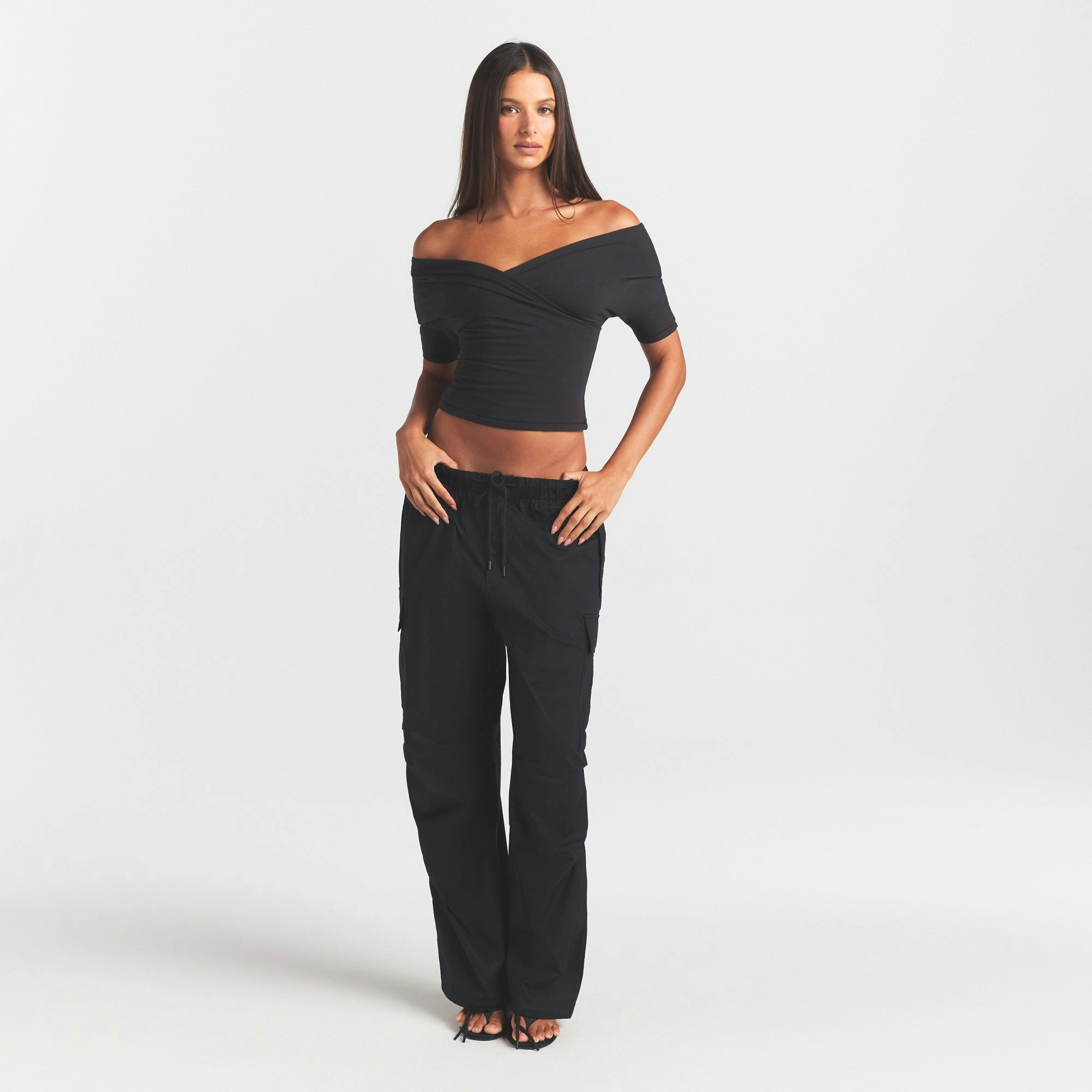 COTTON JERSEY WRAP TOP - SOOT - image 15