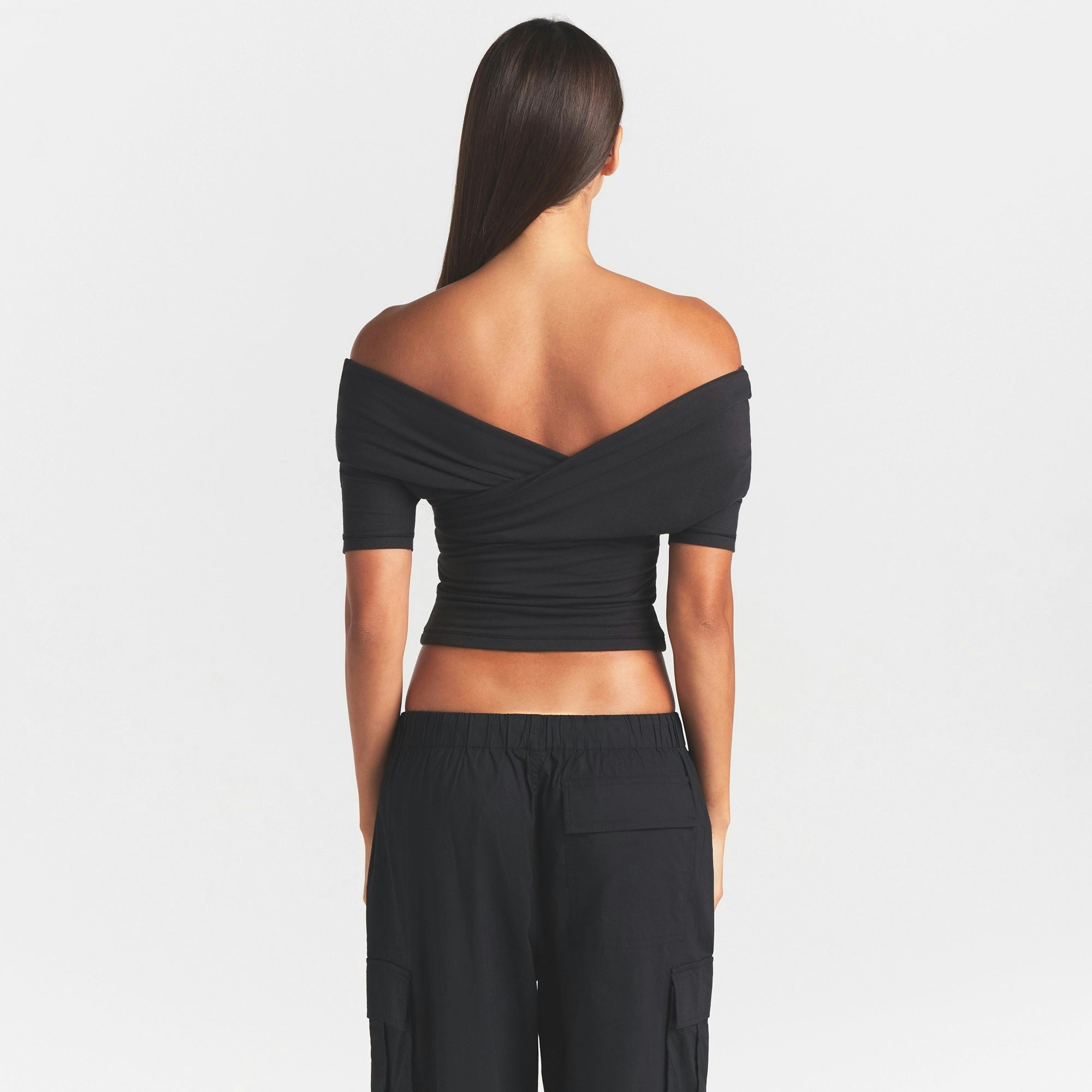 COTTON JERSEY WRAP TOP - SOOT - image 17