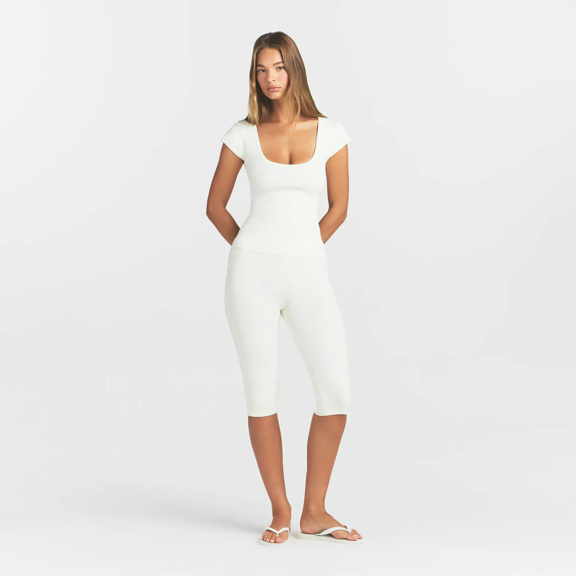 REFINED KNIT SCOOP NECK TOP - EGRET - image 11