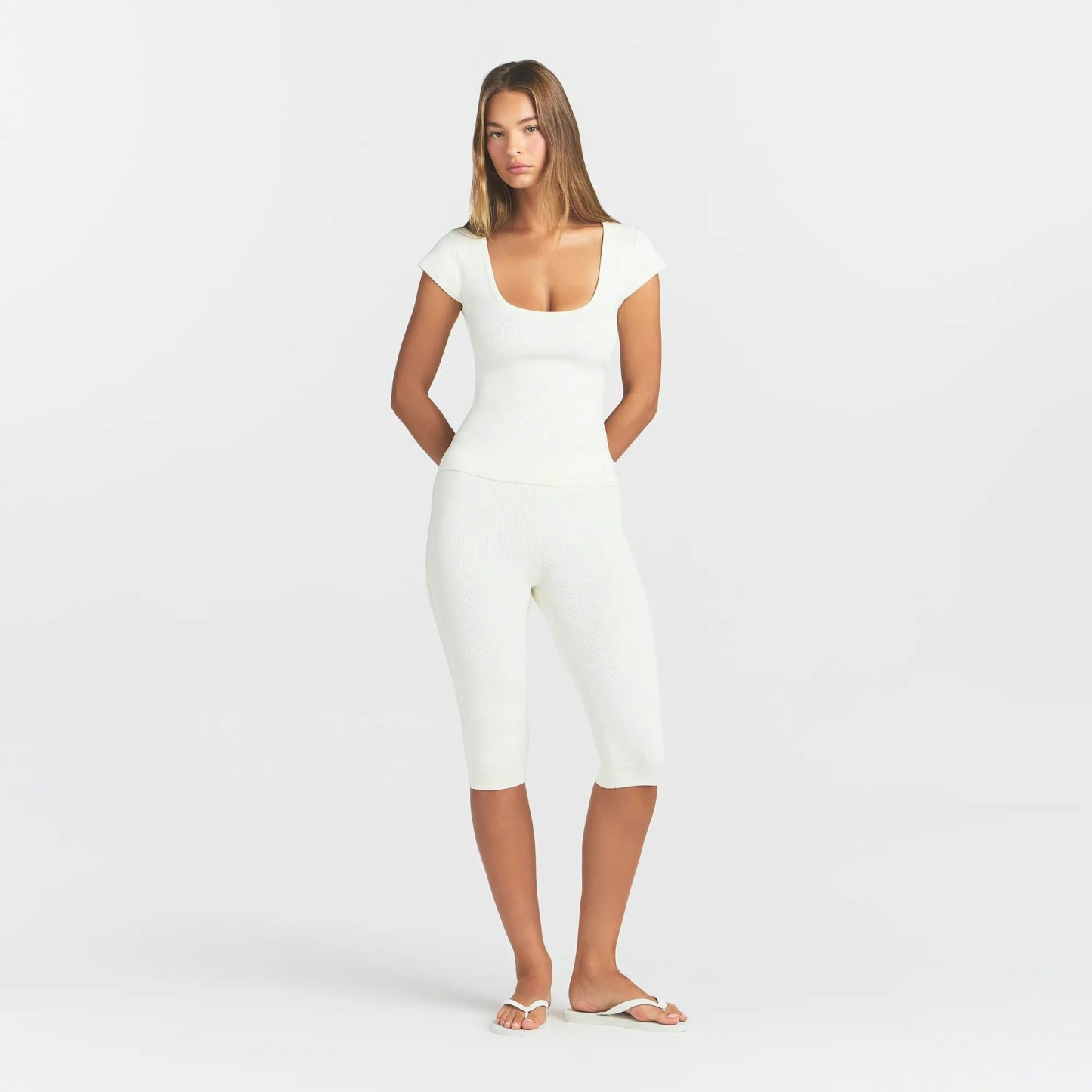 REFINED KNIT SCOOP NECK TOP - EGRET - image 11