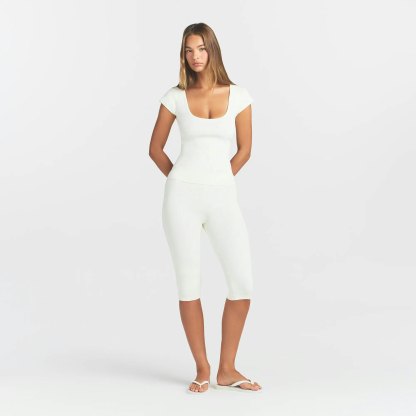 REFINED KNIT SCOOP NECK TOP - EGRET - image 11