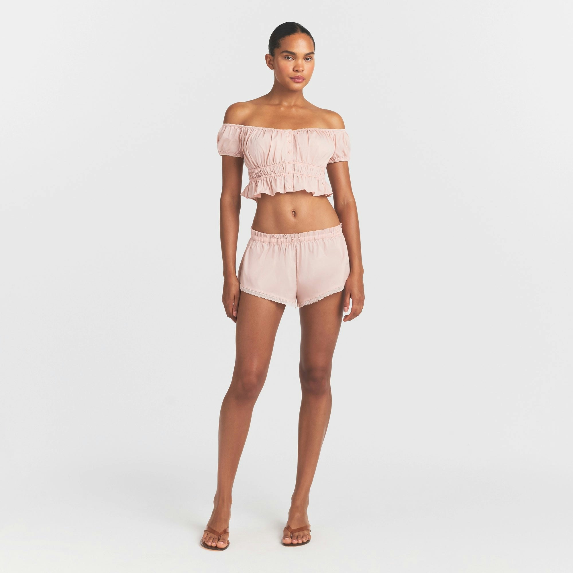 POPLIN APPAREL OFF THE SHOULDER TOP - DUSTY PINK