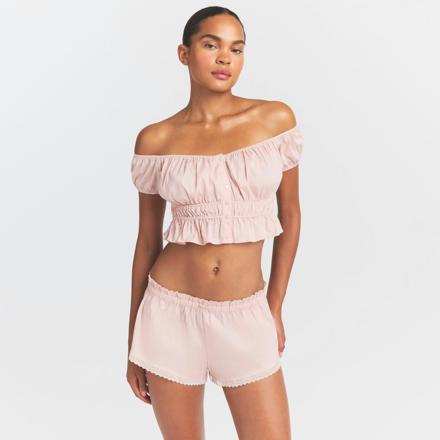 POPLIN APPAREL OFF THE SHOULDER TOP - DUSTY PINK - image 2