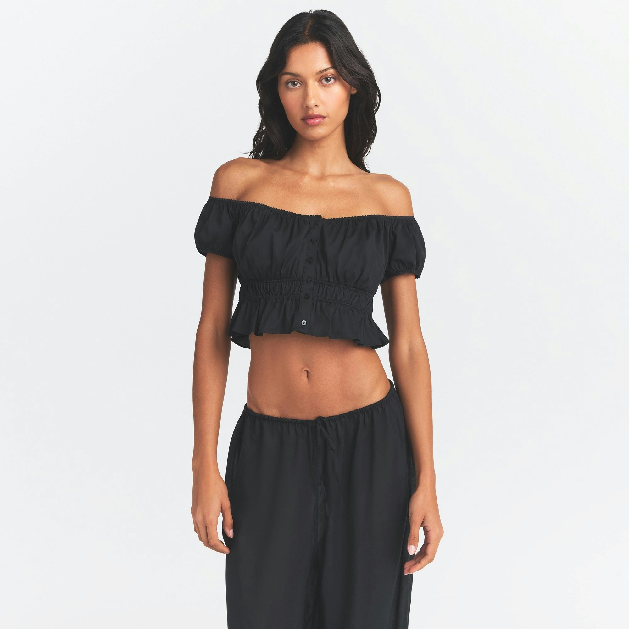 POPLIN APPAREL OFF THE SHOULDER TOP - ONYX - image 12