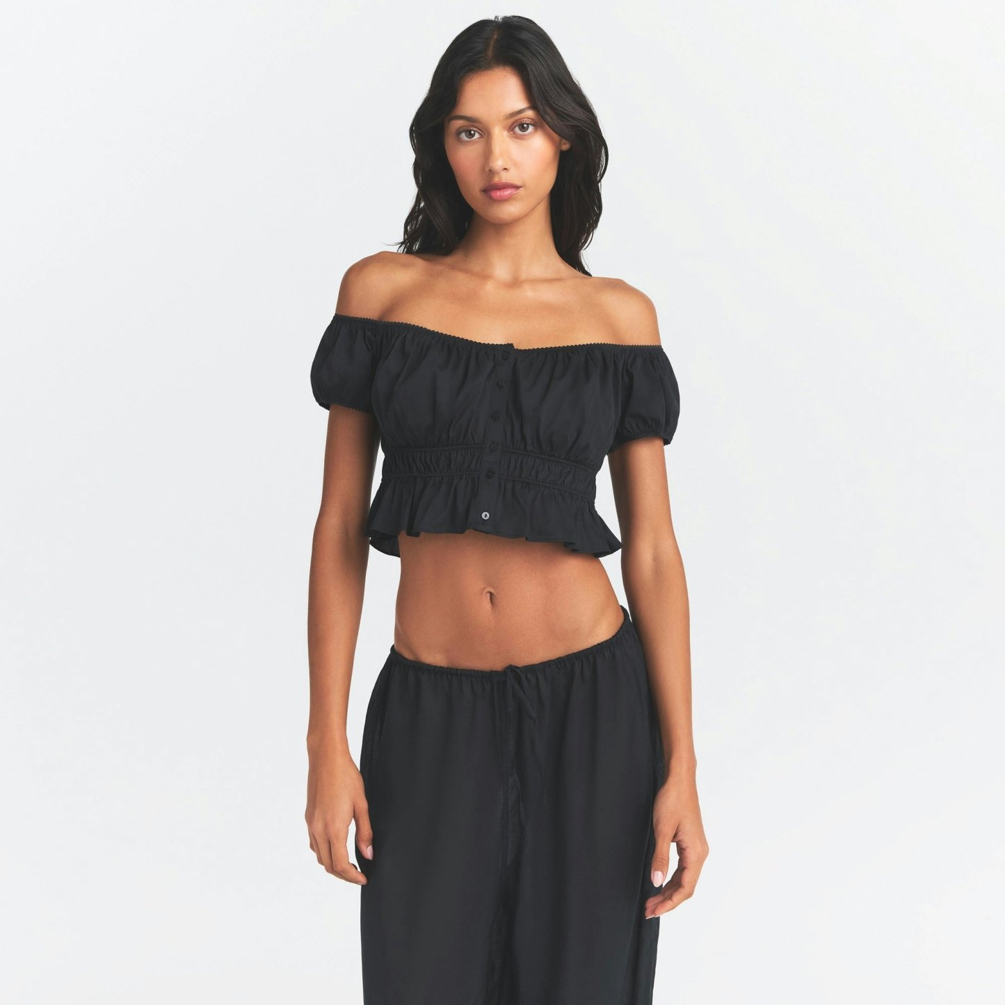 POPLIN APPAREL OFF THE SHOULDER TOP - ONYX - image 12