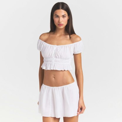 POPLIN APPAREL OFF THE SHOULDER TOP - SNOW - image 7