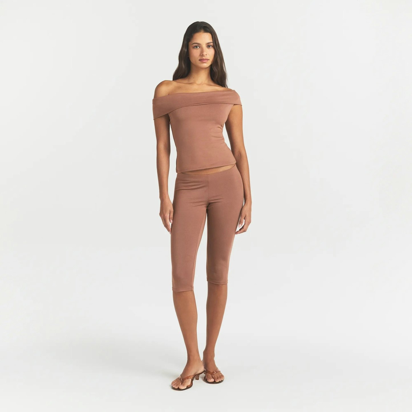 SMOOTH LAYERS ASYMMETRICAL OFF THE SHOULDER TOP - NUTMEG - image 11