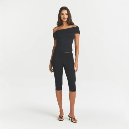 SMOOTH LAYERS ASYMMETRICAL OFF THE SHOULDER TOP - OBSIDIAN - image 6