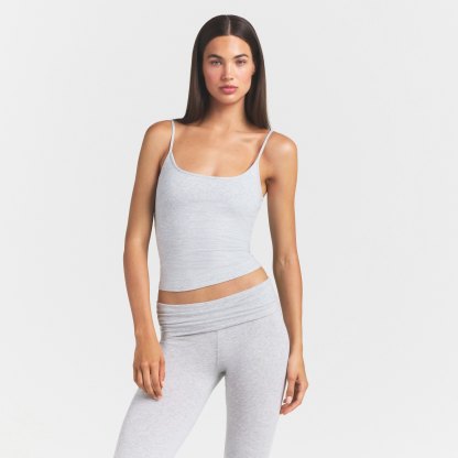 COTTON JERSEY SCOOP NECK CAMI - LIGHT HEATHER GREY - image 46