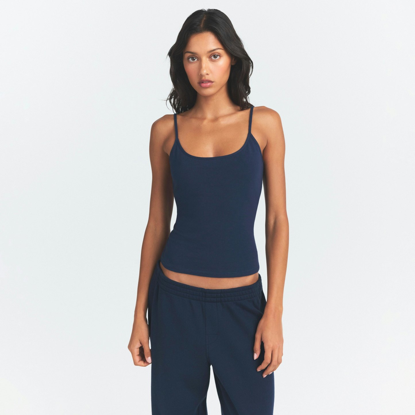 COTTON JERSEY SCOOP NECK CAMI - NAVY - image 16