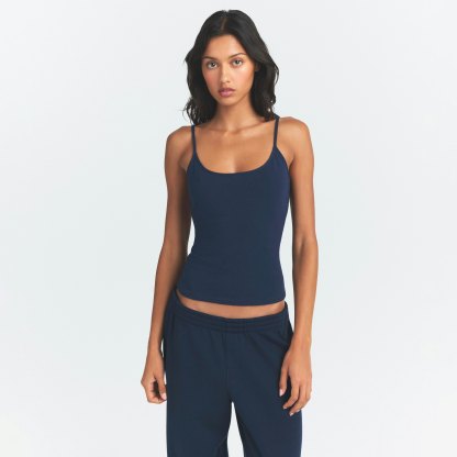 COTTON JERSEY SCOOP NECK CAMI - NAVY - image 16