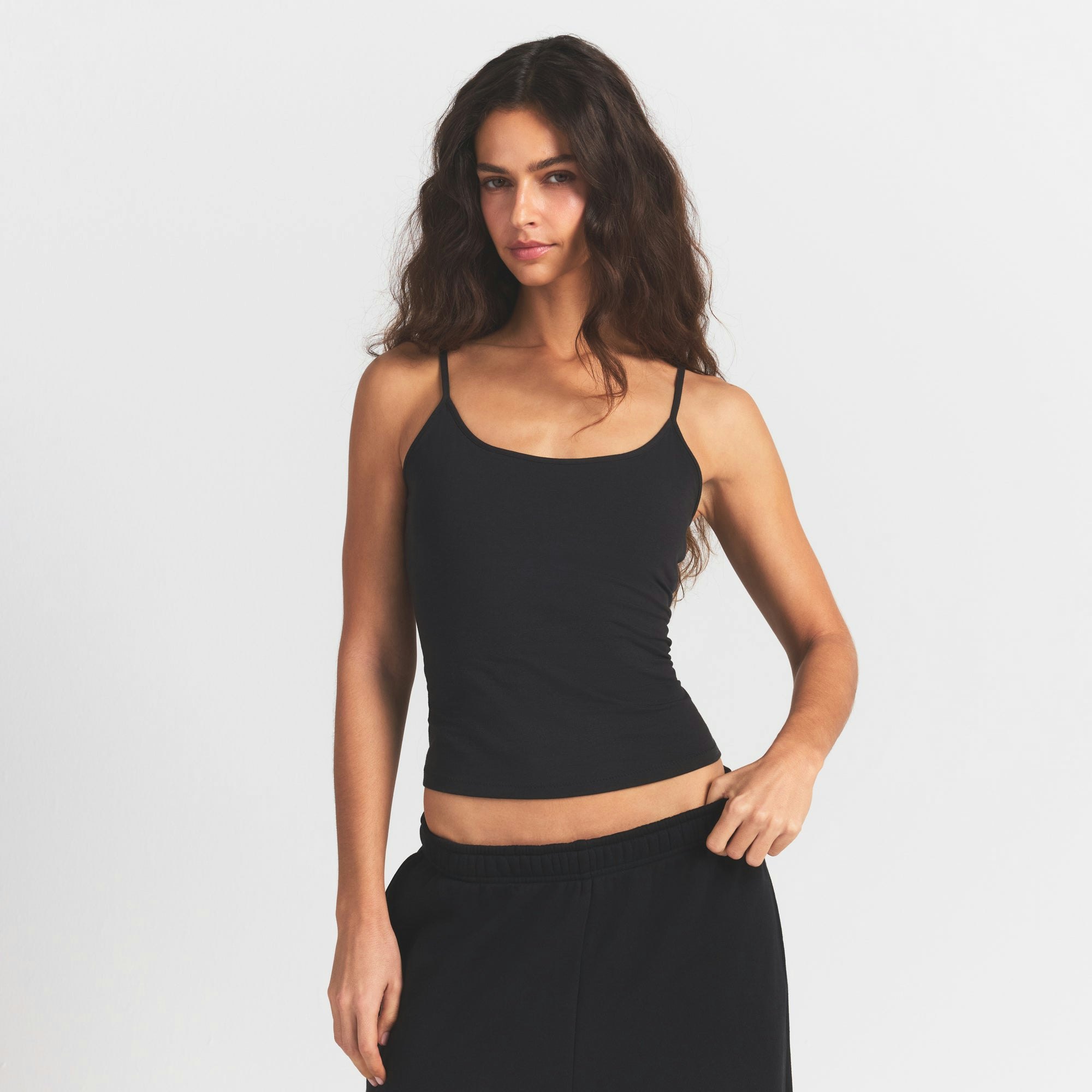 COTTON JERSEY SCOOP NECK CAMI - SOOT - image 51