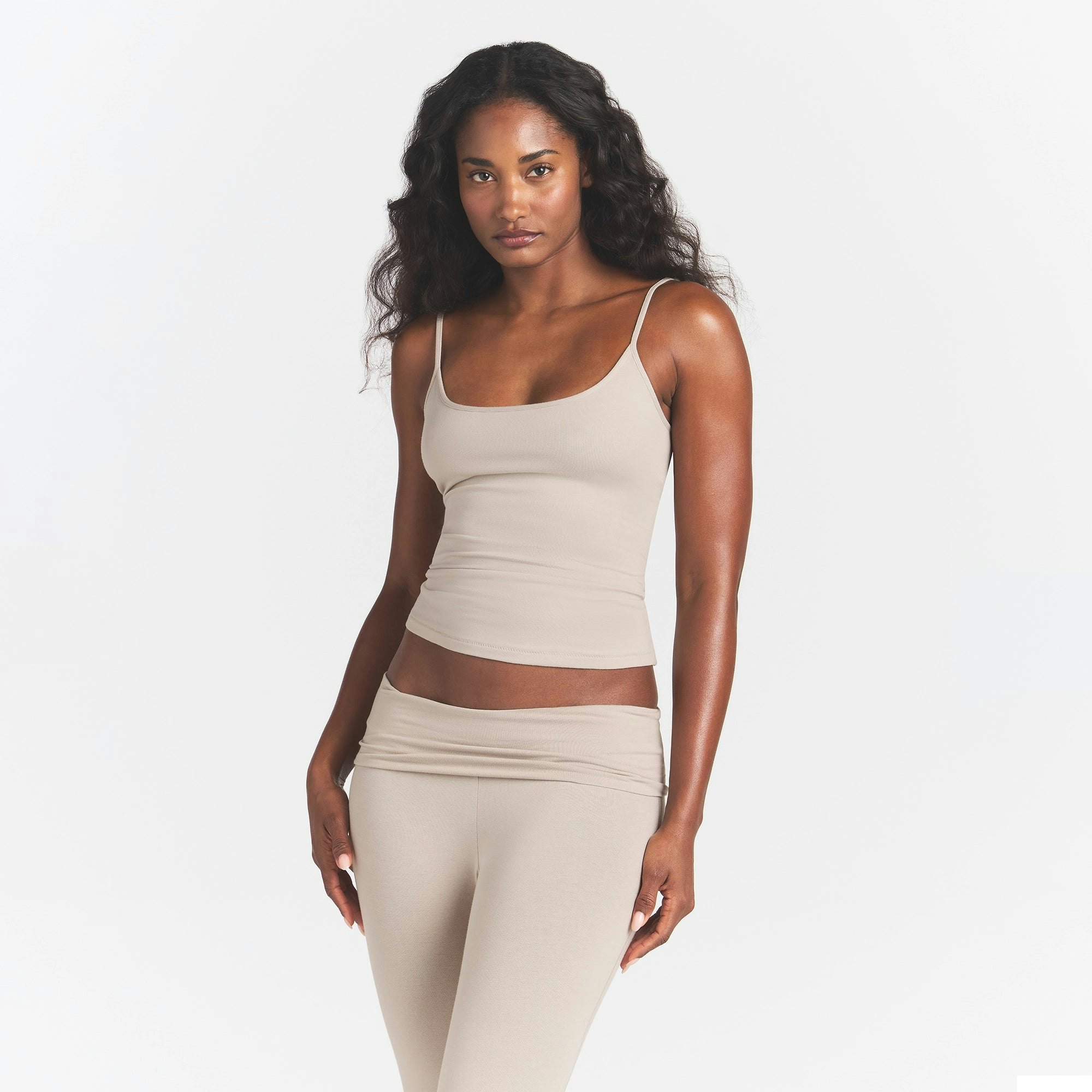 COTTON JERSEY SCOOP NECK CAMI - STONE - image 8