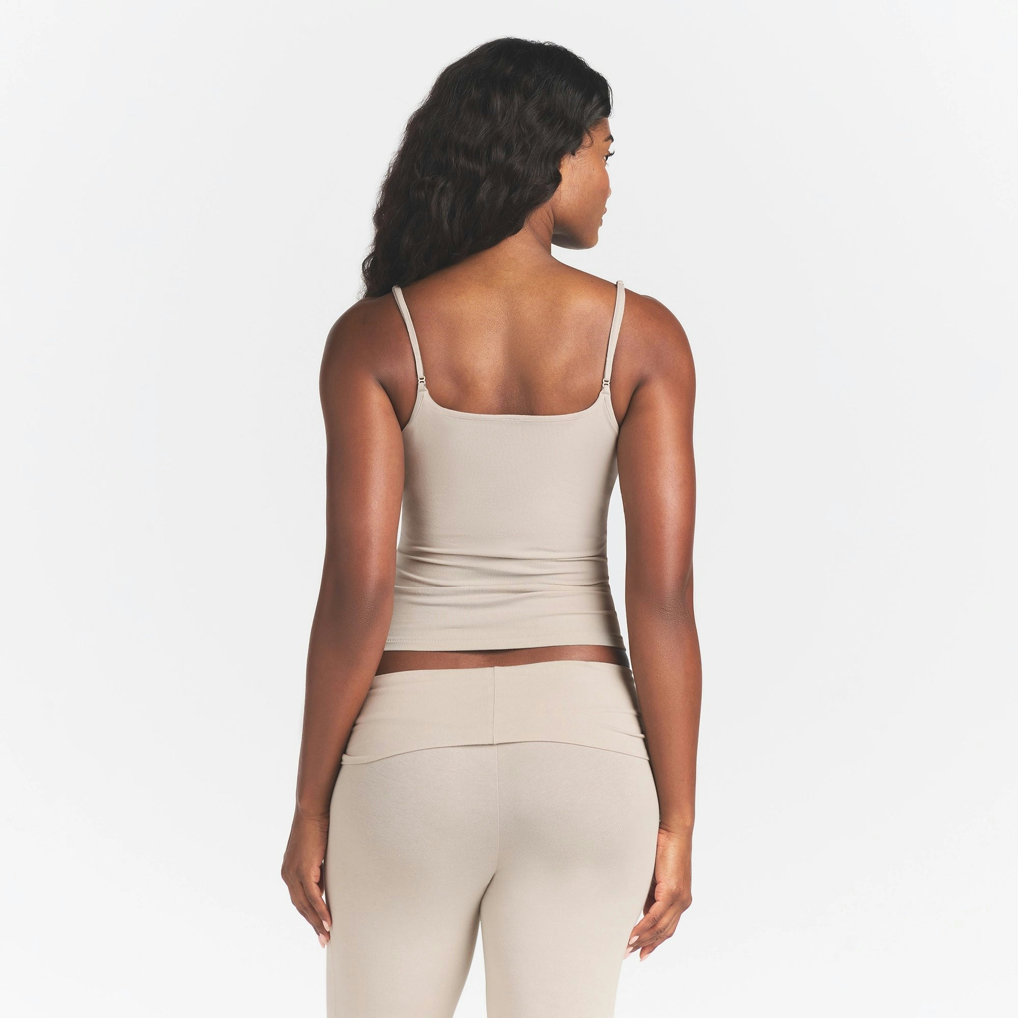 COTTON JERSEY SCOOP NECK CAMI - STONE - image 9