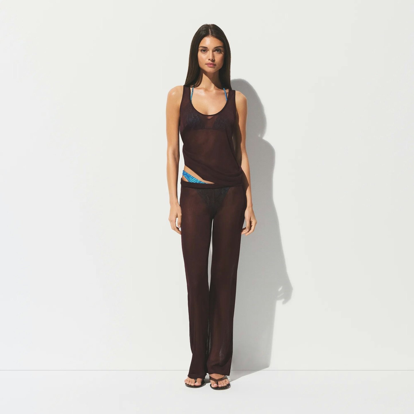 SLINKY KNIT SCOOP LONG TANK - CURRANT