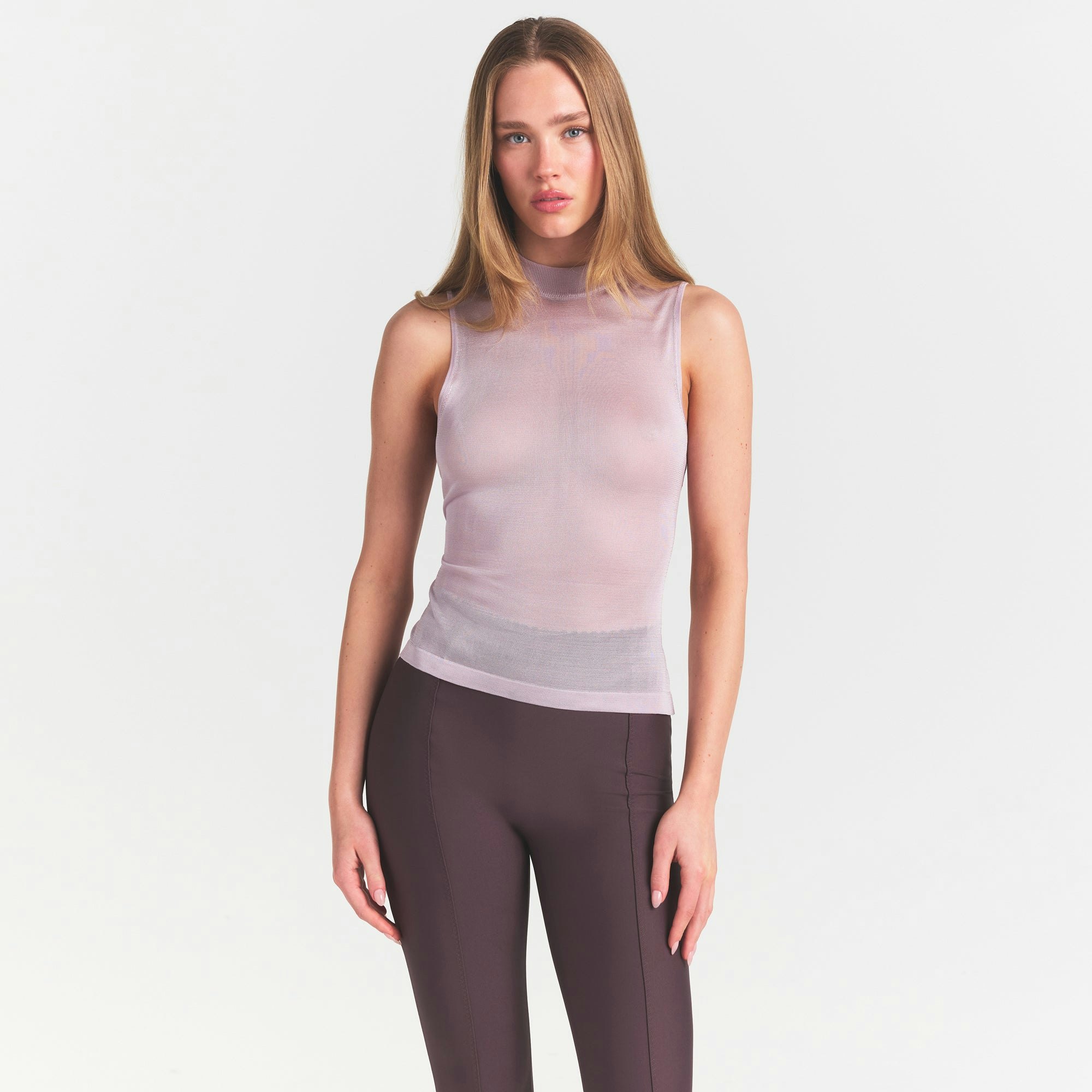 SLINKY KNIT MOCK NECK TANK - IRIS MICA - image 8