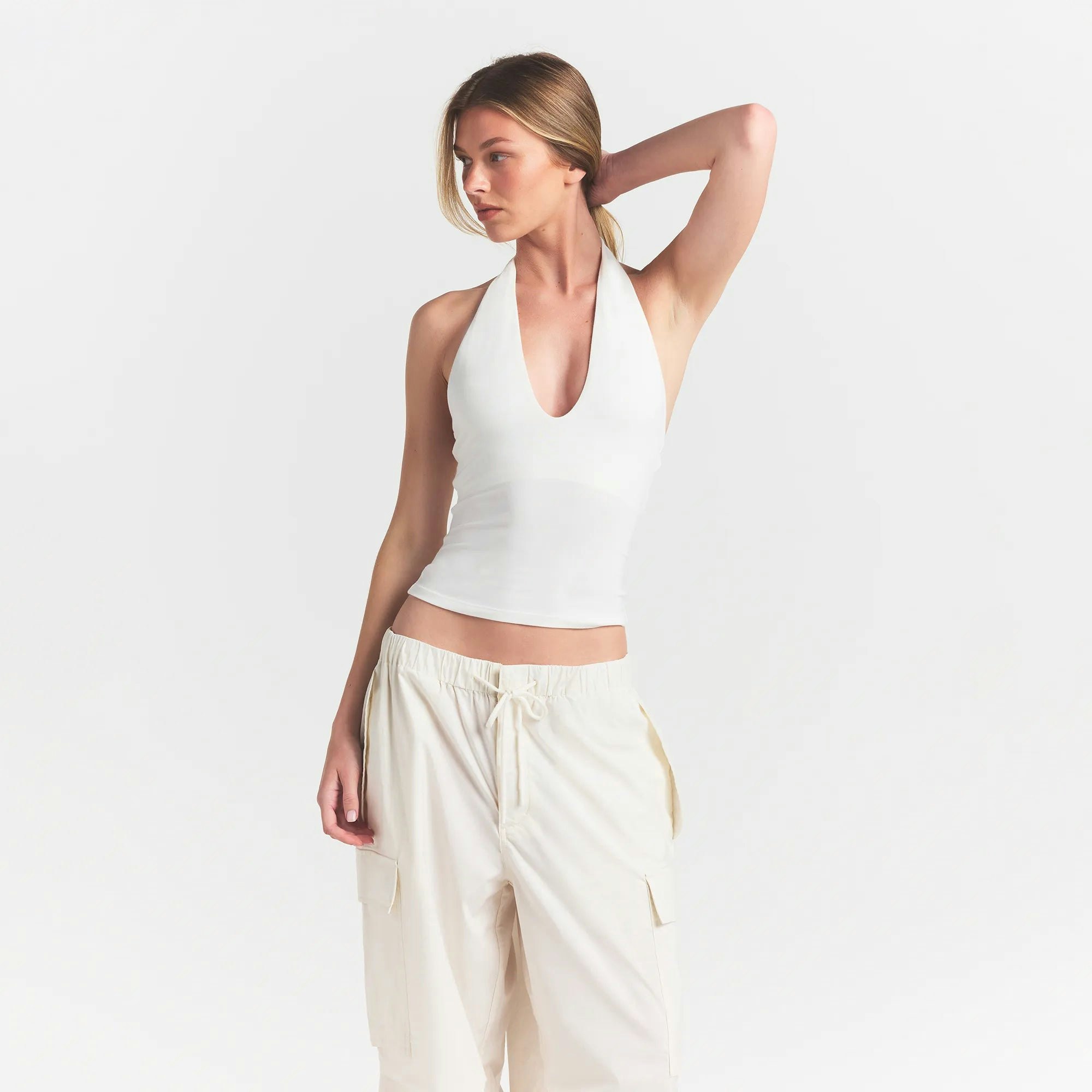 SMOOTH LAYERS HALTER TOP - EGRET - image 8