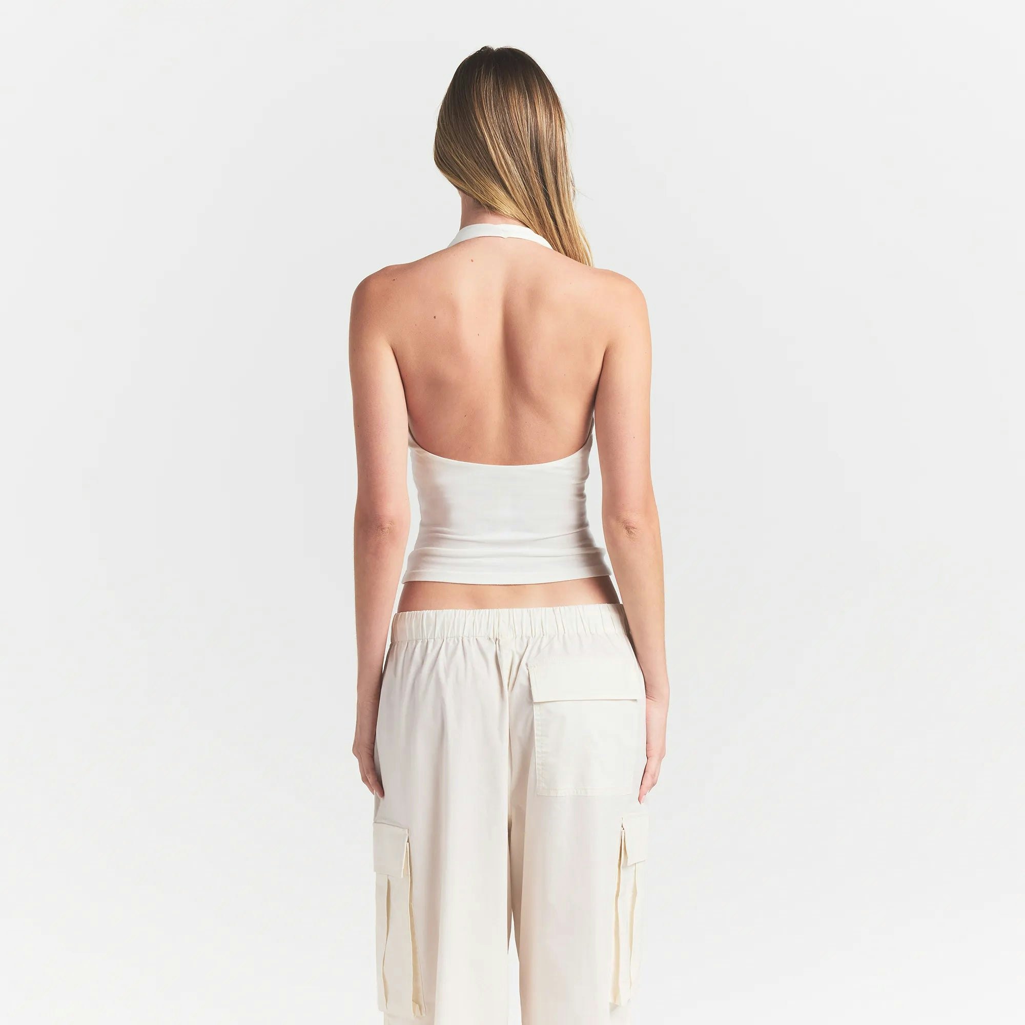 SMOOTH LAYERS HALTER TOP - EGRET - image 9