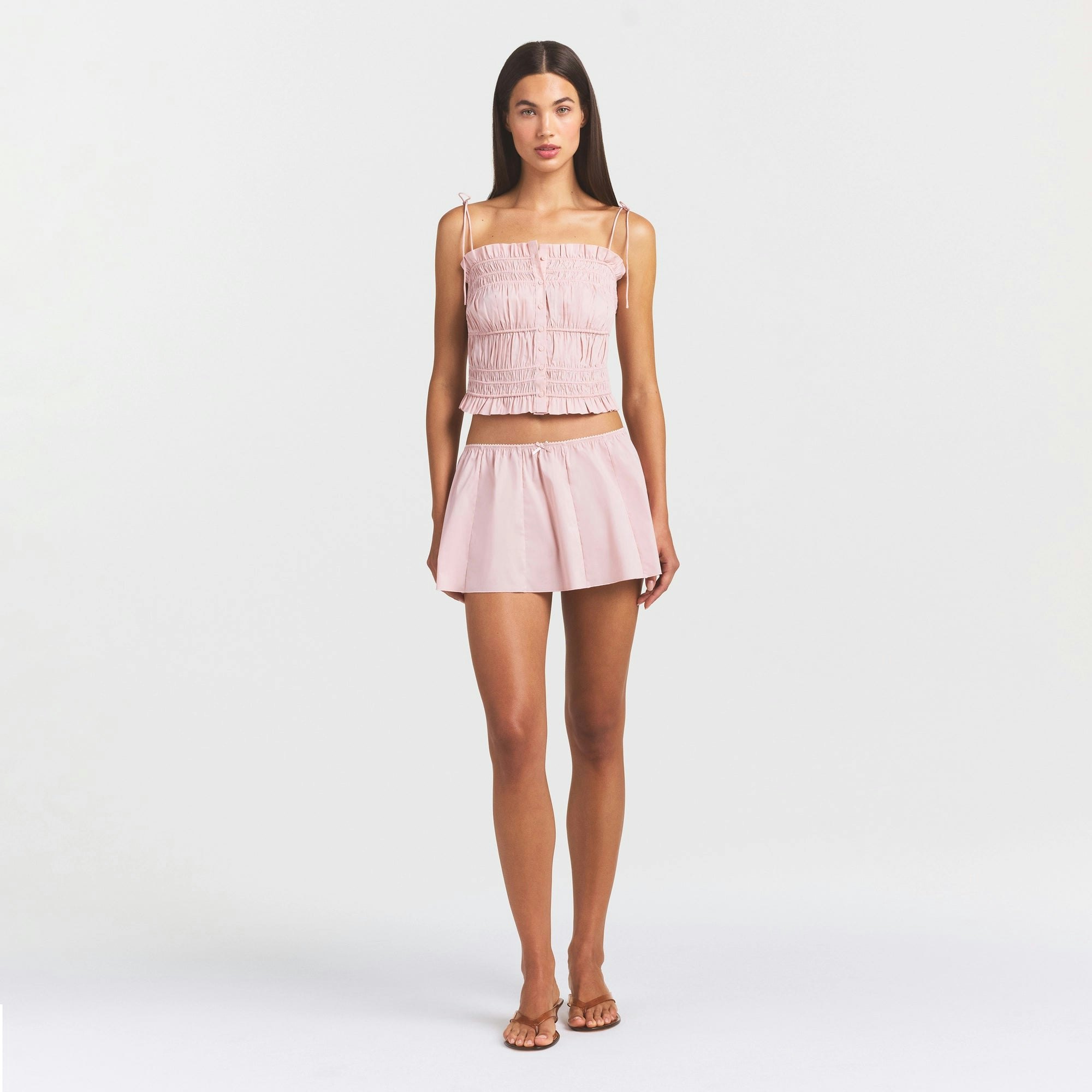 POPLIN APPAREL RUFFLE CAMI - DUSTY PINK