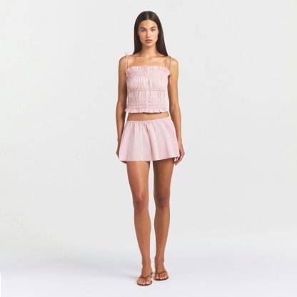POPLIN APPAREL RUFFLE CAMI - DUSTY PINK