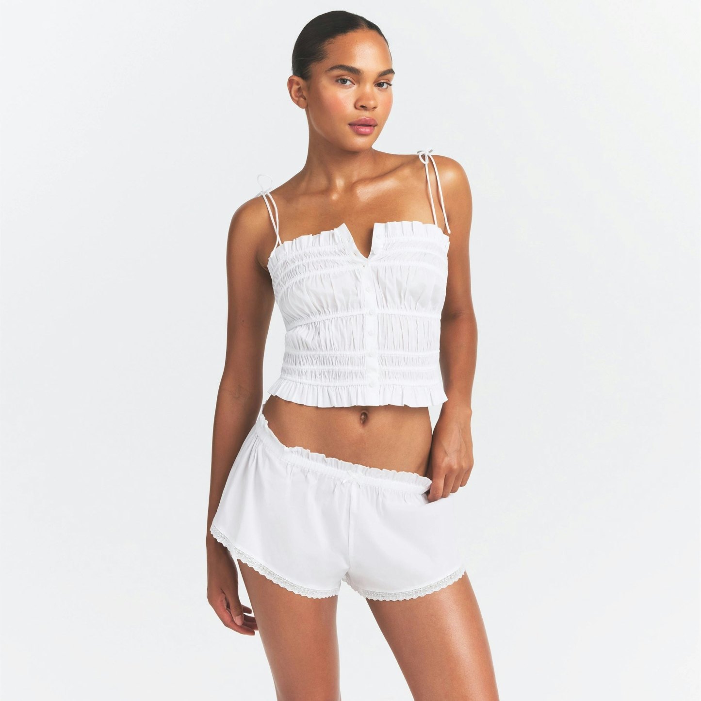 POPLIN APPAREL RUFFLE CAMI - SNOW - image 7