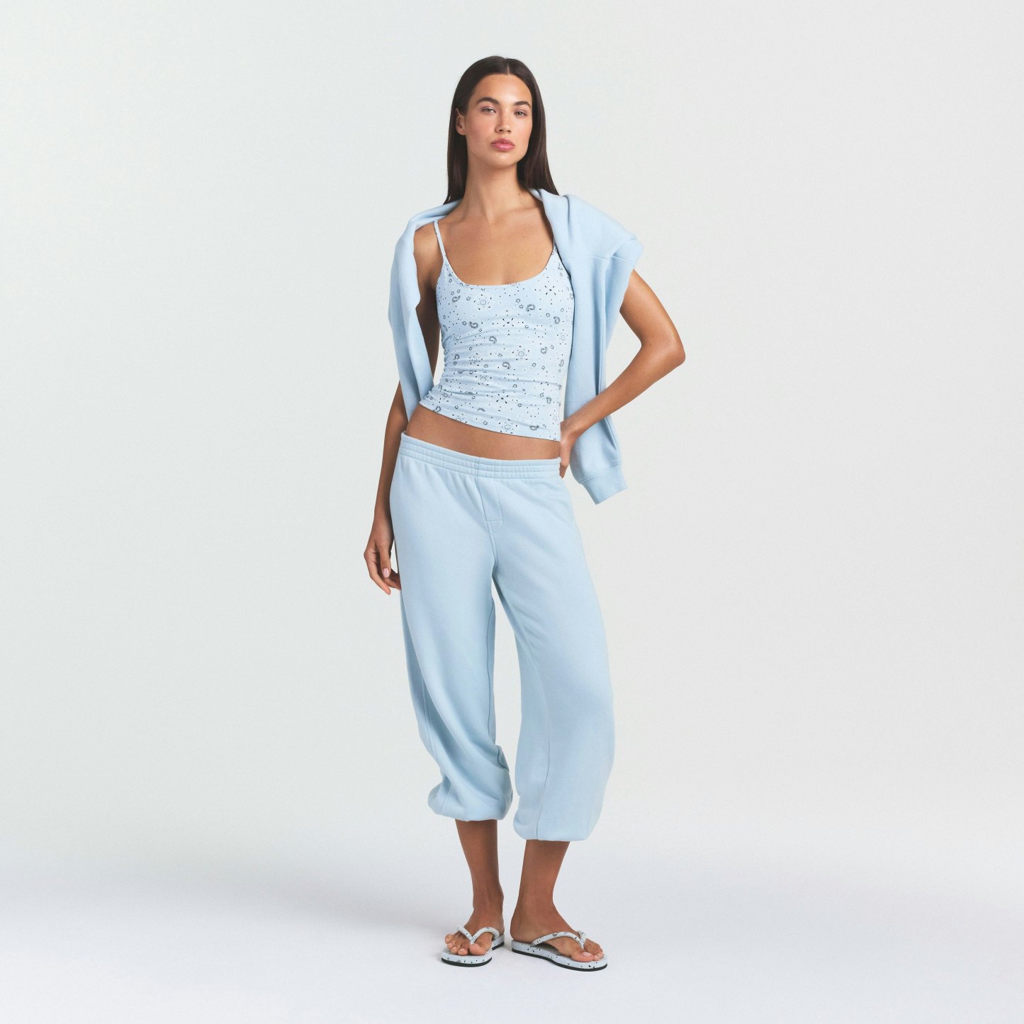 COTTON JERSEY SCOOP NECK CAMI - POWDER BLUE BANDANA - image 35