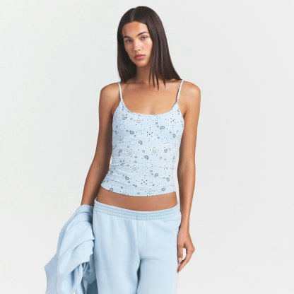 COTTON JERSEY SCOOP NECK CAMI - POWDER BLUE BANDANA - image 36