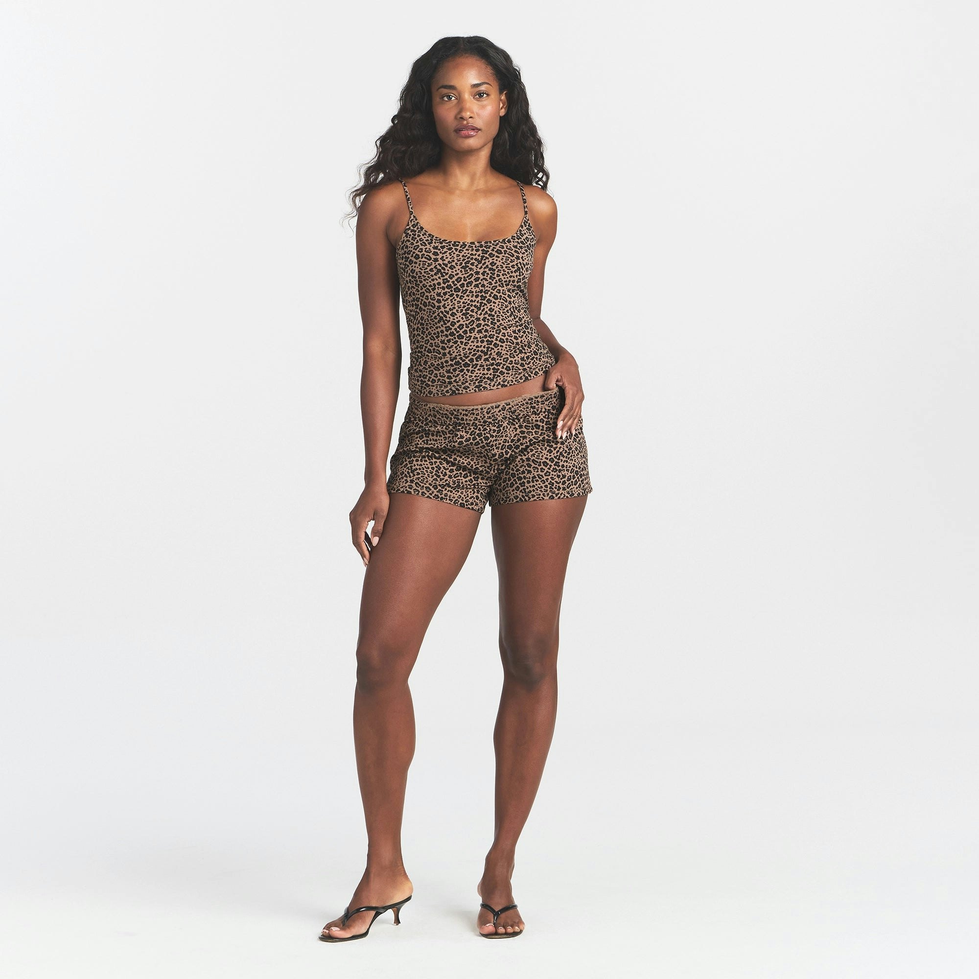 COTTON JERSEY SCOOP NECK CAMI - SIENNA NATURAL LEOPARD