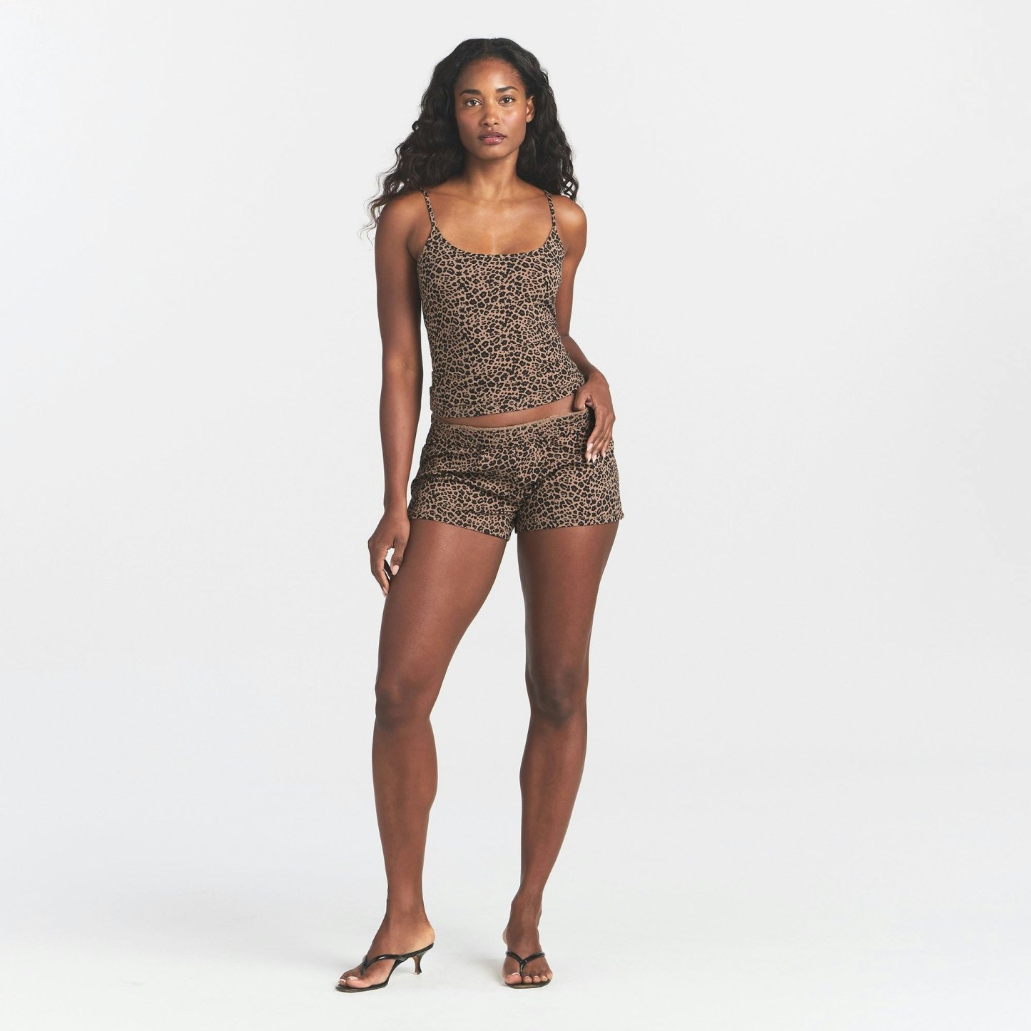 COTTON JERSEY SCOOP NECK CAMI - SIENNA NATURAL LEOPARD