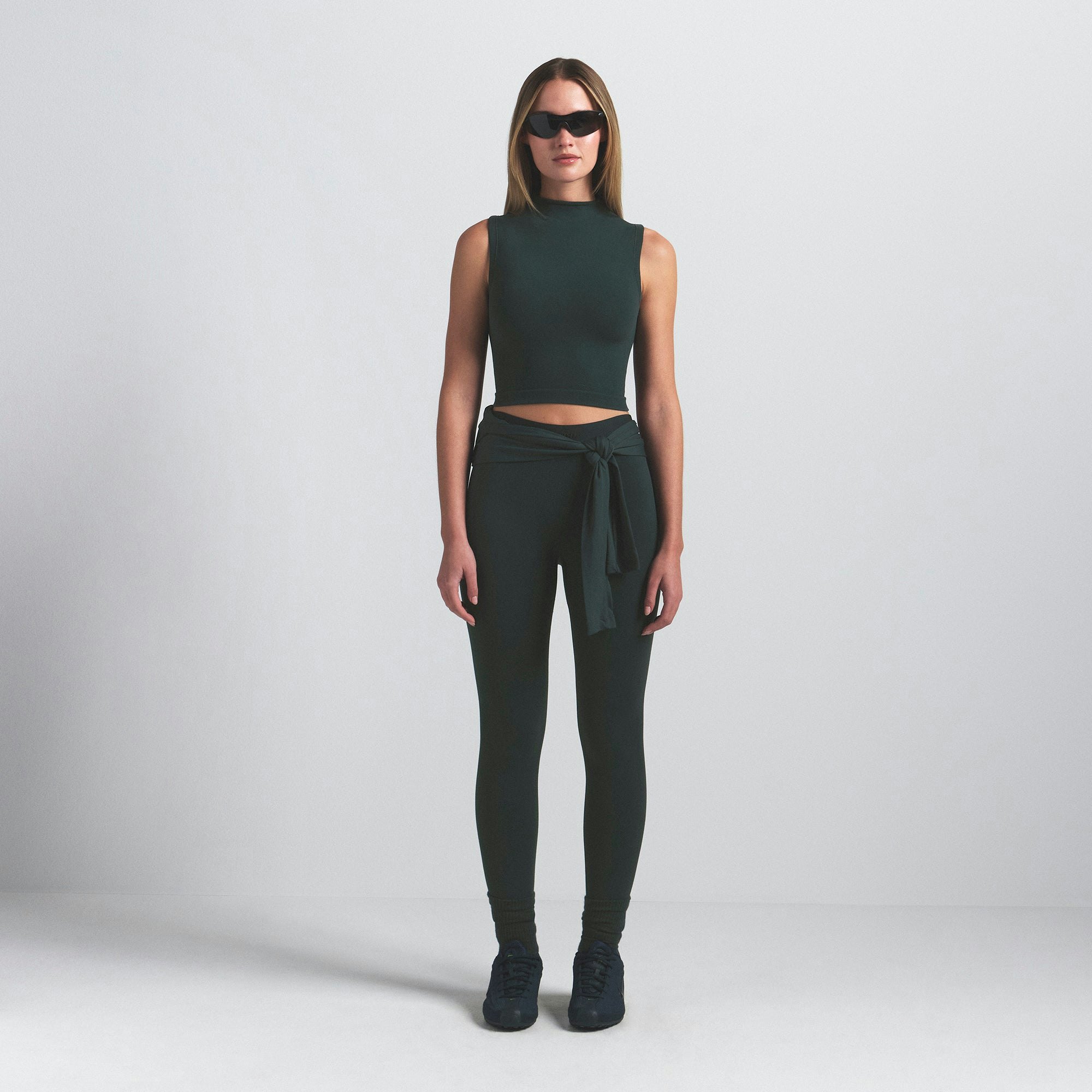 NikeSKIMS VINTAGE SEAMLESS MOCK NECK BRA TOP - DARK TEAL - image 14
