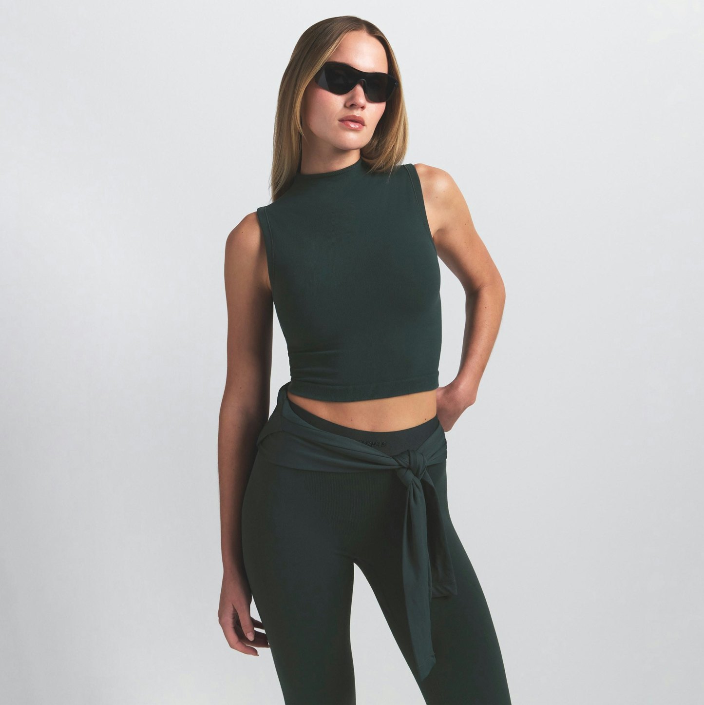 NikeSKIMS VINTAGE SEAMLESS MOCK NECK BRA TOP - DARK TEAL - image 13
