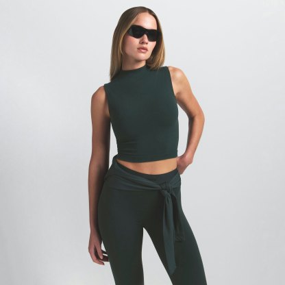 NikeSKIMS VINTAGE SEAMLESS MOCK NECK BRA TOP - DARK TEAL - image 13