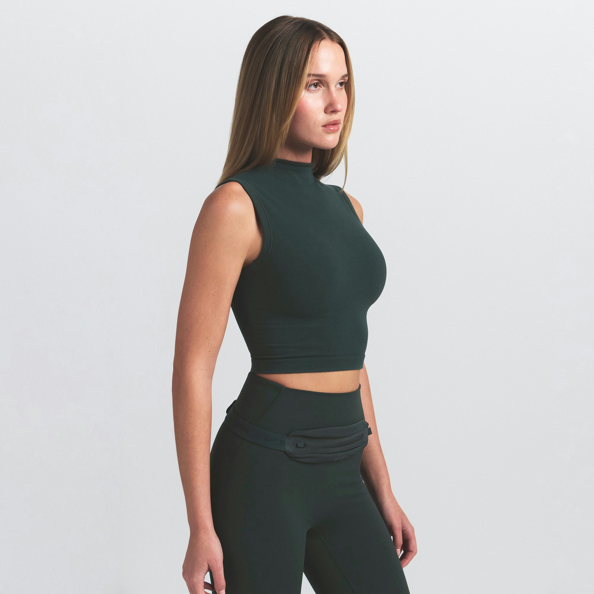 NikeSKIMS VINTAGE SEAMLESS MOCK NECK BRA TOP - DARK TEAL - image 12